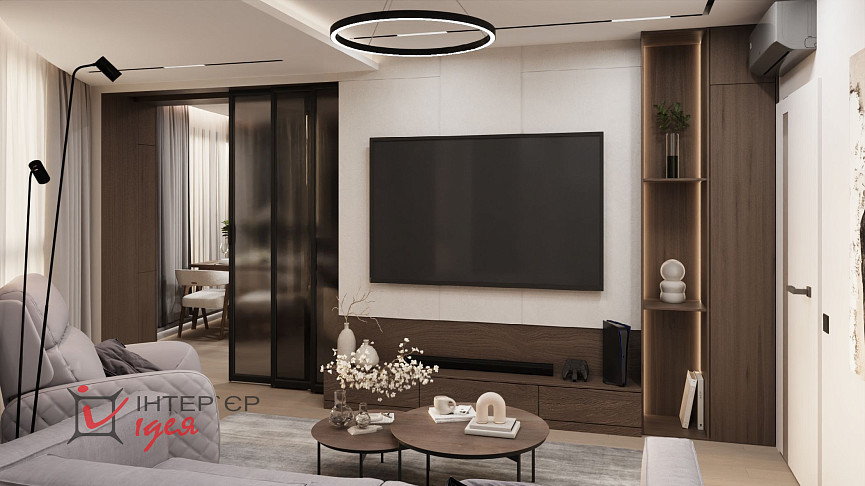 Вітальня з напівкруглою стіною