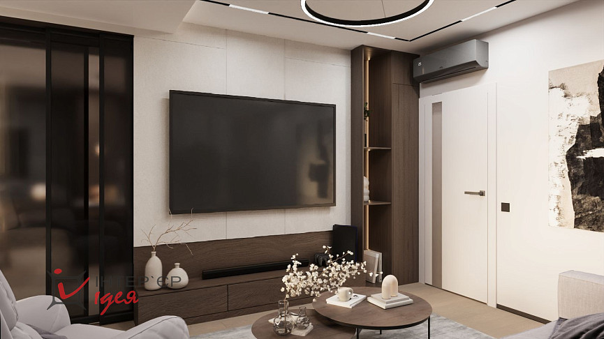 Вітальня з напівкруглою стіною