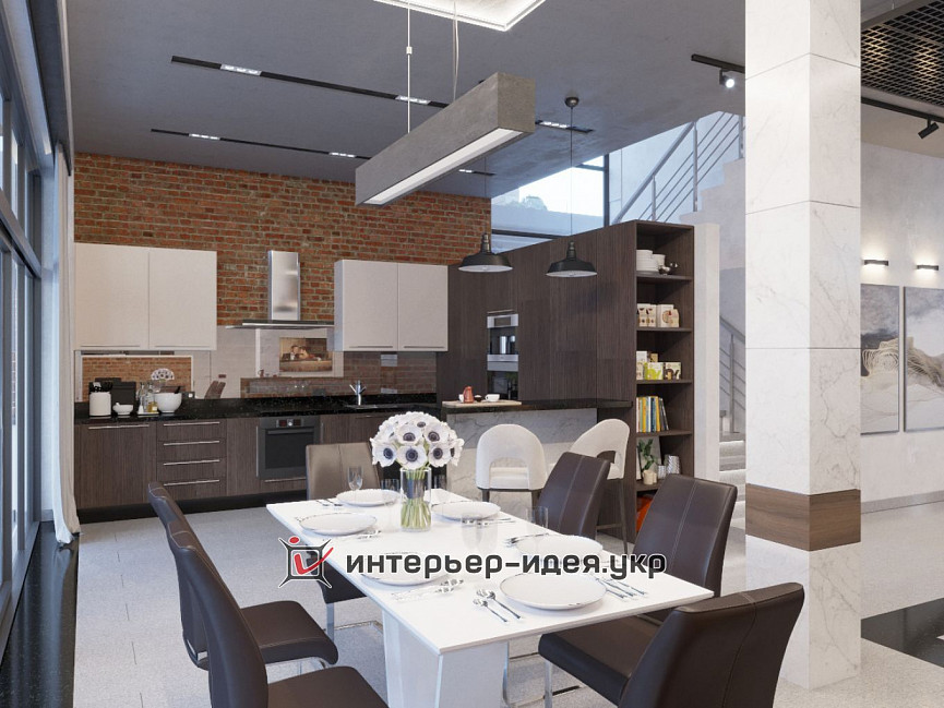 Дизайн кухні-студії в стилі лофт