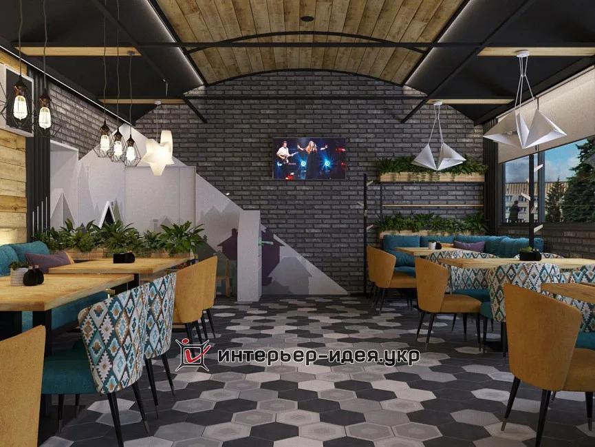 Різноманіття деталей в дизайні піцерії Атлантида