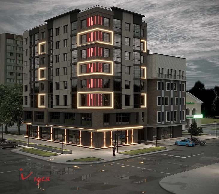 Дизайн фасаду багатоповерхівки в центрі Черкас
