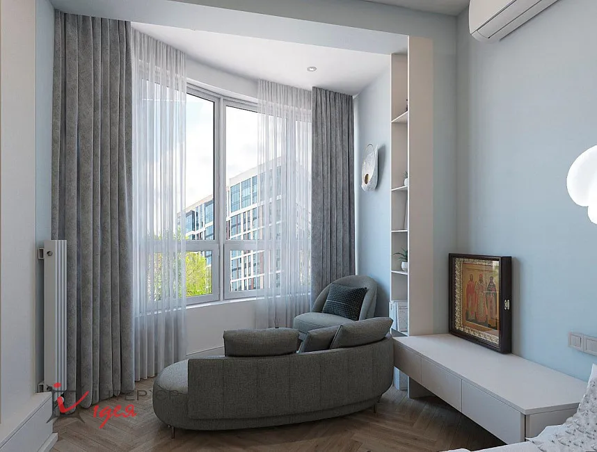 Гостьова спальня у м'яких блакитних тонах