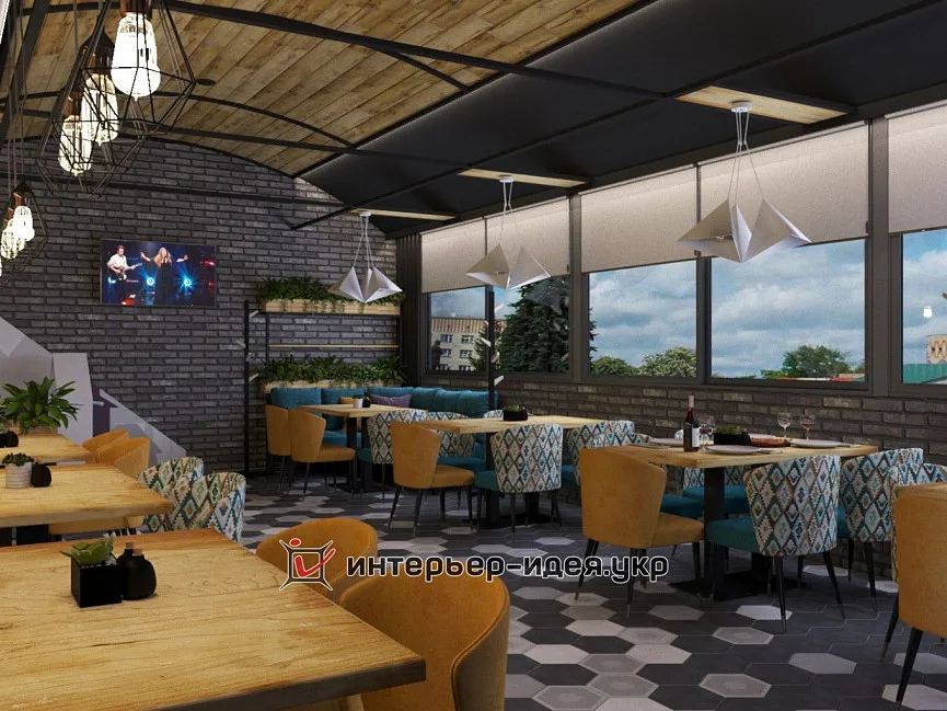 Різноманіття деталей в дизайні піцерії Атлантида