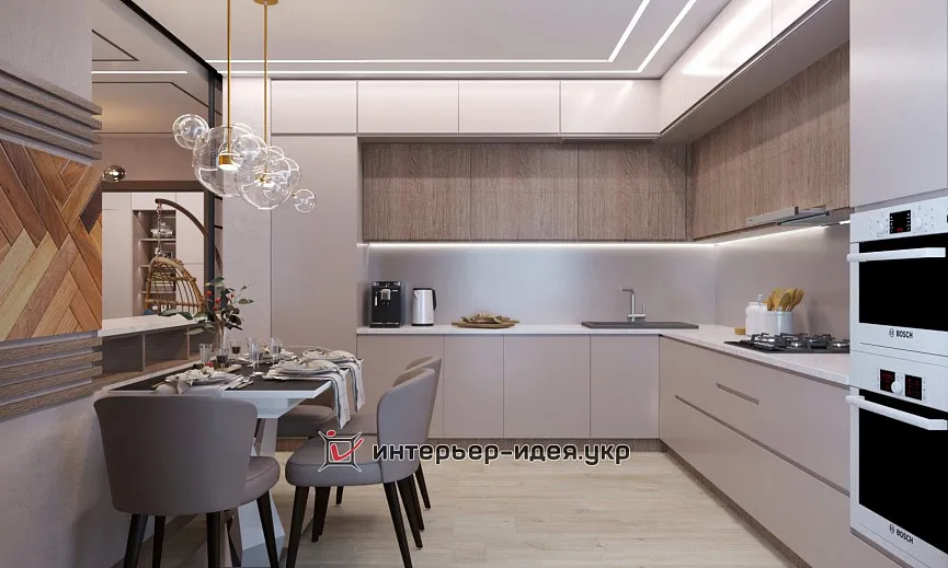 Кухня-студія з ефектними деталями