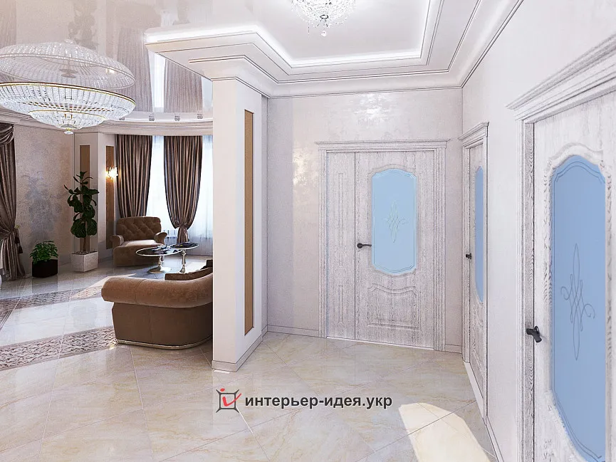 Візуалізація  вітальні в приватному будинку, в стилі неокласика