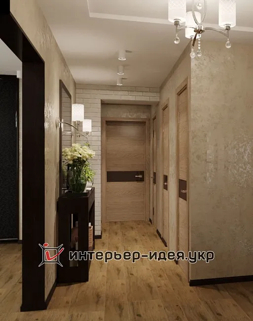 Дизайн прохідного передпокою з цегляною кладкою