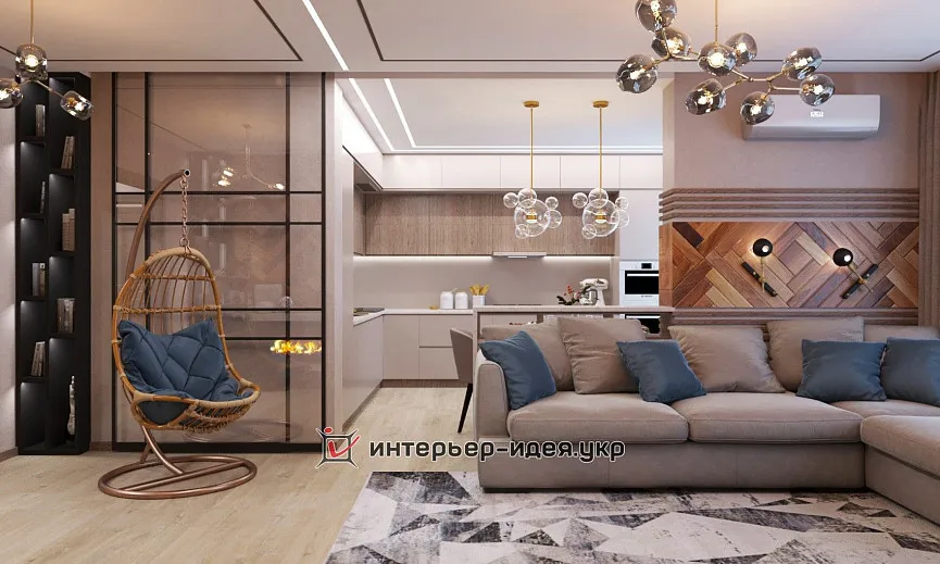 Кухня-студія з ефектними деталями