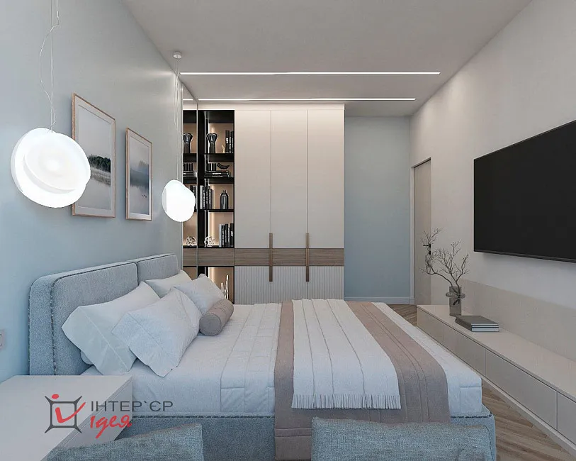 Гостьова спальня у м'яких блакитних тонах