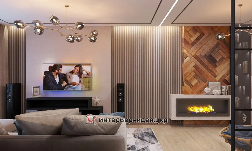 Кухня-студія з ефектними деталями