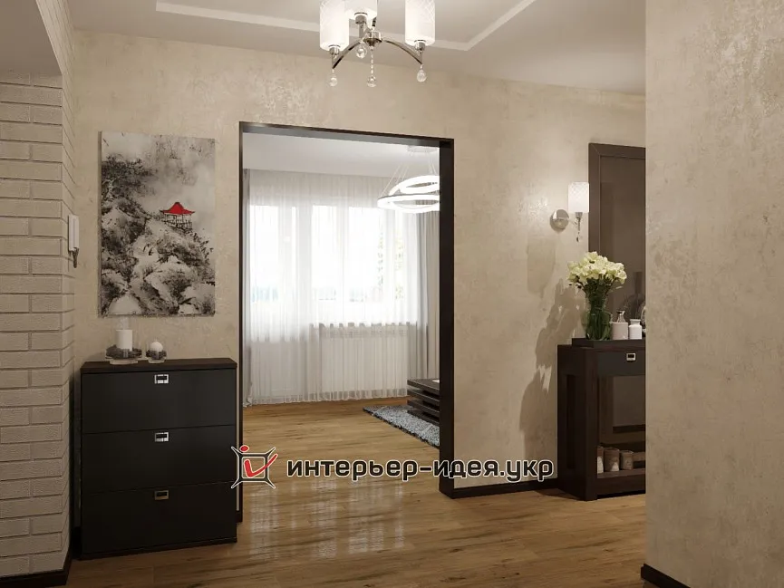 Дизайн прохідного передпокою з цегляною кладкою
